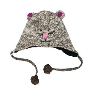 Mexx Girl's Knit Wool Fleece Lined Winter Trapper Hat with Tassels